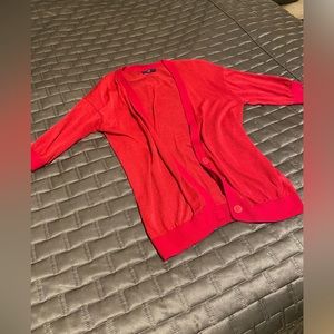GAP sheer short sleeve red cardigan